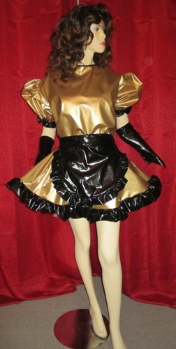 Lackminikleid gold schürze - lackminikleid,