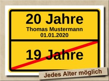 Ortsschild Bild 18 20 30 40 50 60 70 Geburtstag Deko Geschenk Verkehrsschild