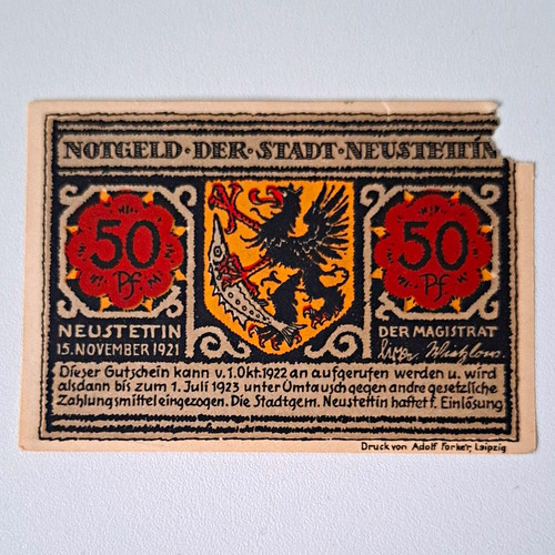 Notgeldschein stadt neustettin - notgeldschein,