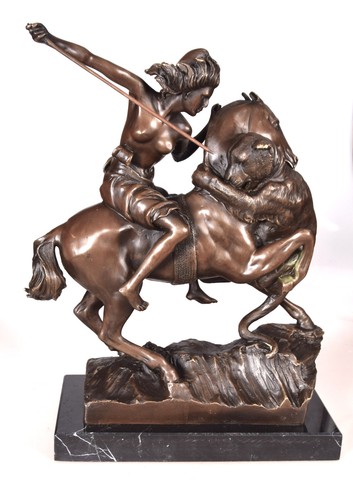 Bronzefigur amazone pferde - zu,