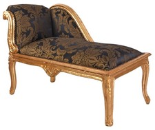 Chaiselongue Barock Ottomane Antik Sofa Gold Schwarz Liege Polsterbank Sitzbank