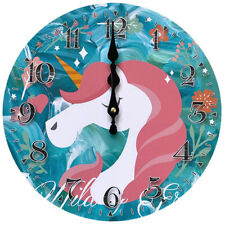 Einhorn Wanduhr Analog Küchenuhr Uhr 30cm Kinderzimmer Mädchen Blau Rosa