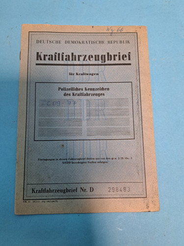 Kraftfahrzeugbrief ddr barkas - ddr,