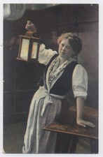 Grußkarte Junge Frau mit Laterne - gelaufen  Traunstein - Gunzenhausen - ansehen