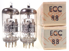 2x ECC88 = 6DJ8 = E88CC Telefunken Radio Triode Röhre Tube pair NOS