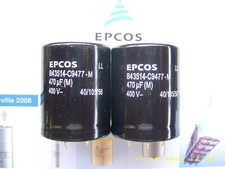 2 x ELKO  470µF 470uF / 400V  EPCOS , Long Life , 40x50mm, 4-pol.  105° , NEU !