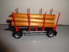 2achs Anhänger HOLZTRANSPORTER / KURZHOLZ-ZUG "DOLL" SCHWARZ/ROT. Conrad 1:50