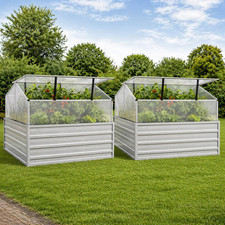 2x Hochbeet mit Gewächshaus