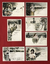 7 x Jugendstil Litho AK Kpl