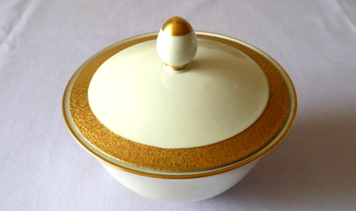 Ddr zuckerdose mit goldrand - mit,
