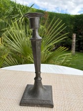 Antiker Kerzenhalter Kerzenständer Zinn - H 21,5 Fuß 4 x 8,5 cm