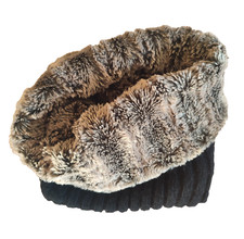 Loop Schal Loopschal Schlauchschal Schwarz Fell wendbar **NEU**