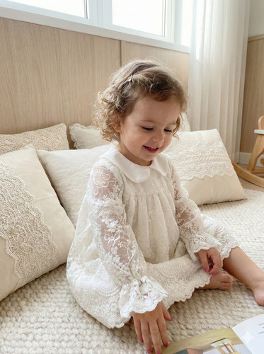 Ecru kleid spitze - ecru, taufkleid