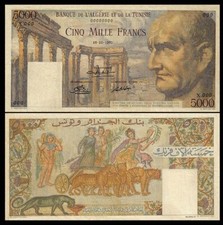 5000 Francs, Cinq Mille Francs, Banque De L' Algerie, 1950, Reproduktion