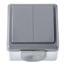 Aufputz Serienschalter Lichtschalter Feuchtraum Garten IP55 grau serie Aqua