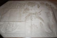 Jugendstil Leinen/HL Damast Handtuch-Schutzengel/Kinder-Spruch-Monogr.-Neu/unb.