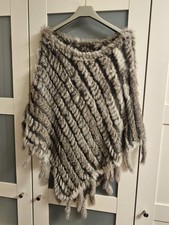  ?Kaninchen Fell Poncho ? one Size,Farbe:Hellgrau,Echt Fell