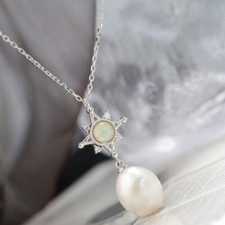N06 Halskette mit Anhänger Stern mit Barockperle Sterling Silber 925