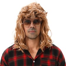 MAASKANTJE "Mongo" Retro Mullet Vokuhila Perücke blond neu