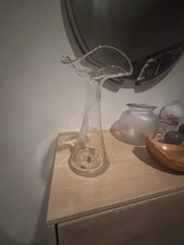 Glas Vase Kragenvase Eisch mundgeblasen Floral Calla Blumen Schmetterlinge