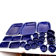 Geschirr Höganäs Schweden Midnight Java Blue Keramik 25 tlg. Konvolut Fondue Dip