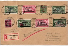 Memel 121 u.a. auf Brief mit ZuF auf philat. R-Brief nach HEYDEKRUG #JM898