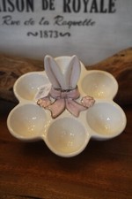 Eierschale mit Osterhasenohren und Schleife, Keramik, Durchm. 15 cm, f.6 Eier