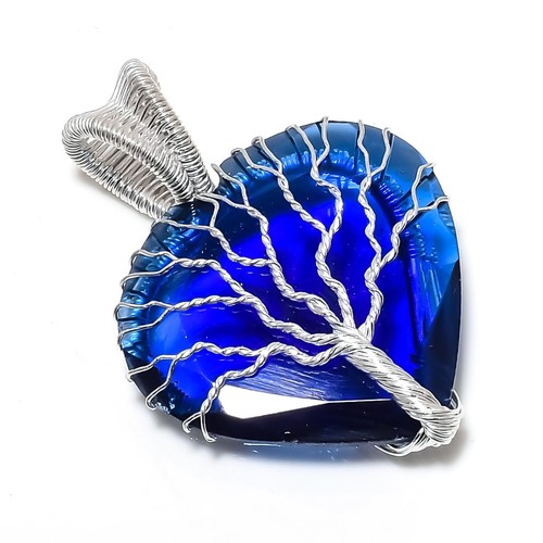 Blauer saphir anhänger - blauer,