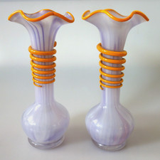 Dekoratives Vasen Set Glas Vase Jugendstil Schlange Spirale um 1910