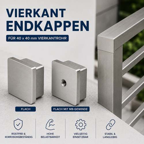 Vierkant endkappe 40x40 - endkappe,