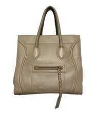 CELINE Square Luggage Phantom Leder Beuteltasche Tasche Creme Beige...