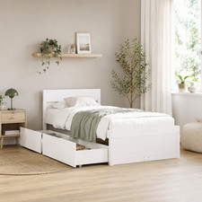 Einzelbett 90x200 Weiß Kiefer