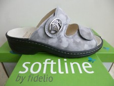 Softline by Fidelio Damen Pantoletten Hausschuhe Schuhe Leder grau 234011