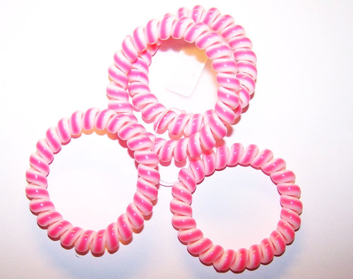Spiralhaargummi rosa - 4x, -rosa-