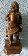 Holzskulptur Mönch mit Bierkrug Holz Deko Figur Holzfigur