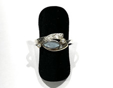 Ring 925/- Silber, Opal, simulierte Diamanten, Muster, Gr. 57