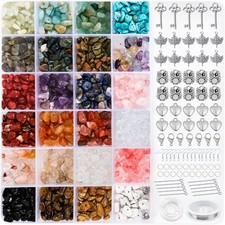 Edelsteinperlen Naturstein 24 Farben DIY Schmuckset Bastelperlen Auffädeln