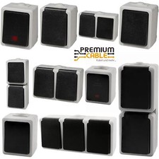 Feuchtraum Aufputz Steckdosen Taff Serie IP44 2er 3er AP Kombi Schalter f. Außen