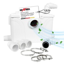 Grafner Hebeanlage WC Kleinhebeanlage mit integriertem Häcksler 700W 140L/min