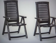 Balkonstuhl Liege/Campingstuhl 2er Hochlehner mit Auflagen Kunststoff Klappbar