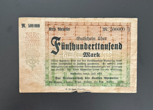 Notgeld ahrweiler 500 tausend - ahrweiler,,