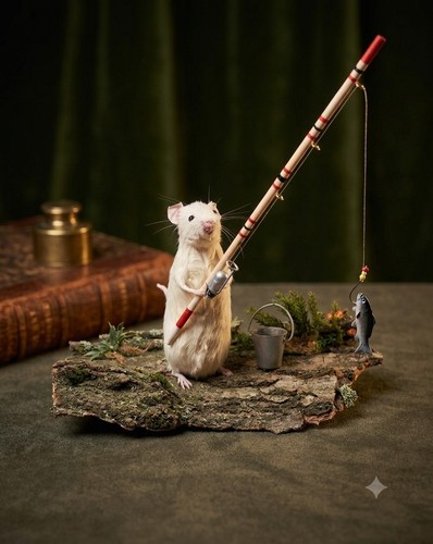 Maus tierpräparat angler - maus,