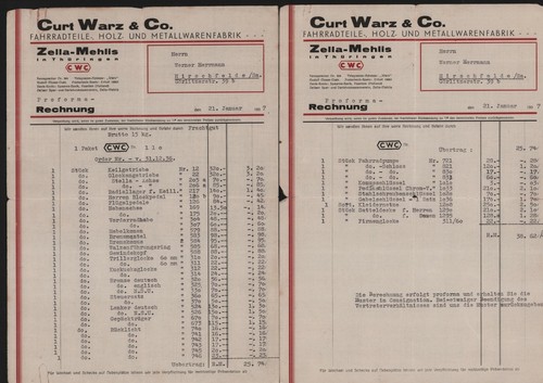 Zella mehlis rechnung 1937 - rechnung,