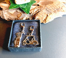 2 Anhänger Golf Tasche & Golfmobil Schmuck Bettelarmband Tasche Karabiner (69)