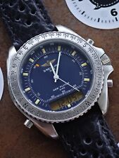 Breitling PLUTON A51037 Vintage  Pluton & New Leather Strap REVEIL Blue Dial