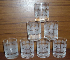 6 + 1 = 7 x  Ingrid Glas Schnapsgläser Polka Dots Punkte 60er 70er Jahre  Gläser