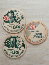 3 alte Bierdeckel Licher Ihring-Melchior (2 mit kleinen Wurmlöchern)