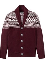 Strickjacke mit Norwegermuster Gr. 44/46 (S) Ahornrot Herren Strick-Jacke Neu