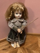 Halloween Grusel Puppe Porzellan Deko Unikat ca. 40 cm mit Ständer