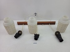 Hängelampe DDR 70er Jahre 3x Glasschirme Holz Retro Vintage Beleuchtung #257031